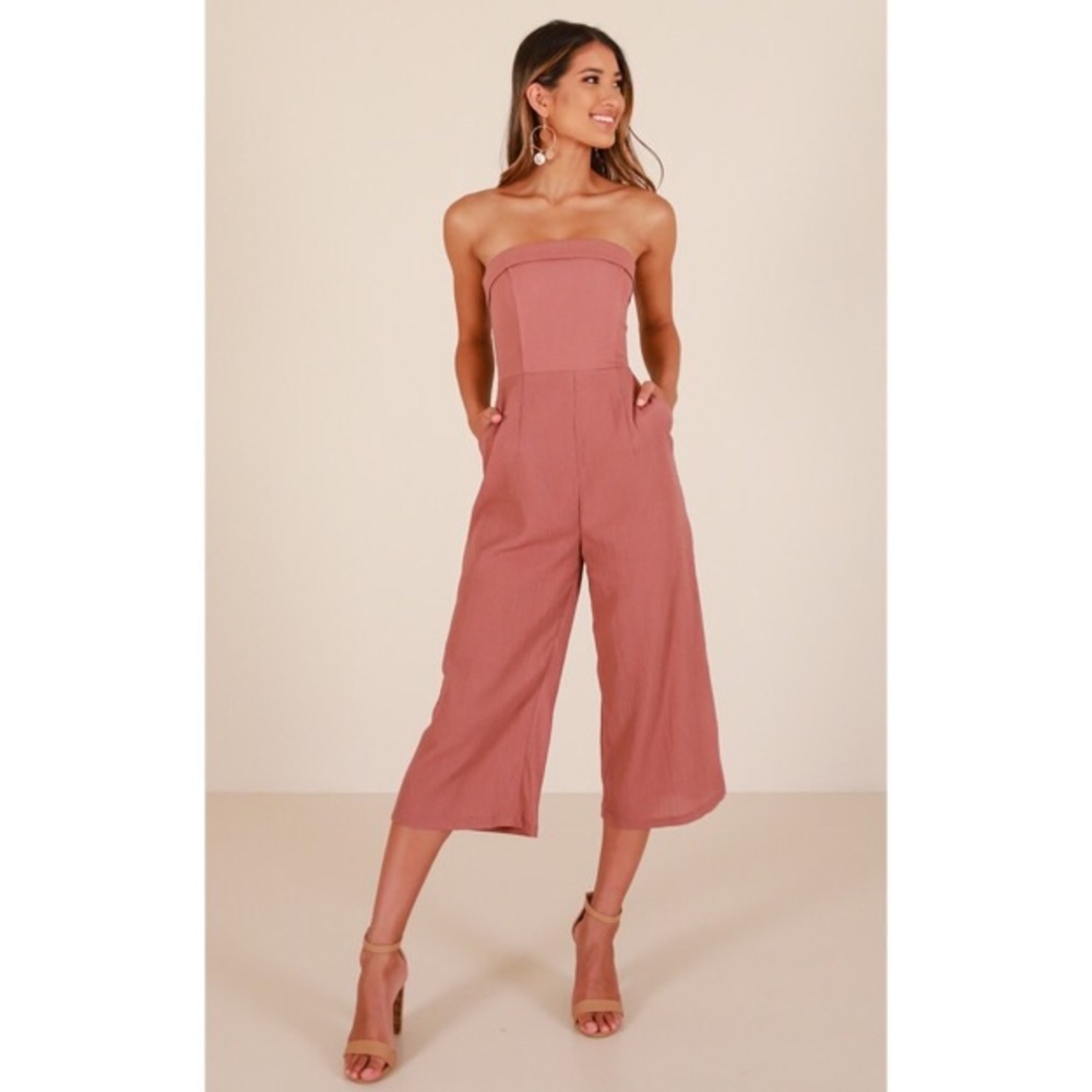 Strapless Jumpsuit in Mauve